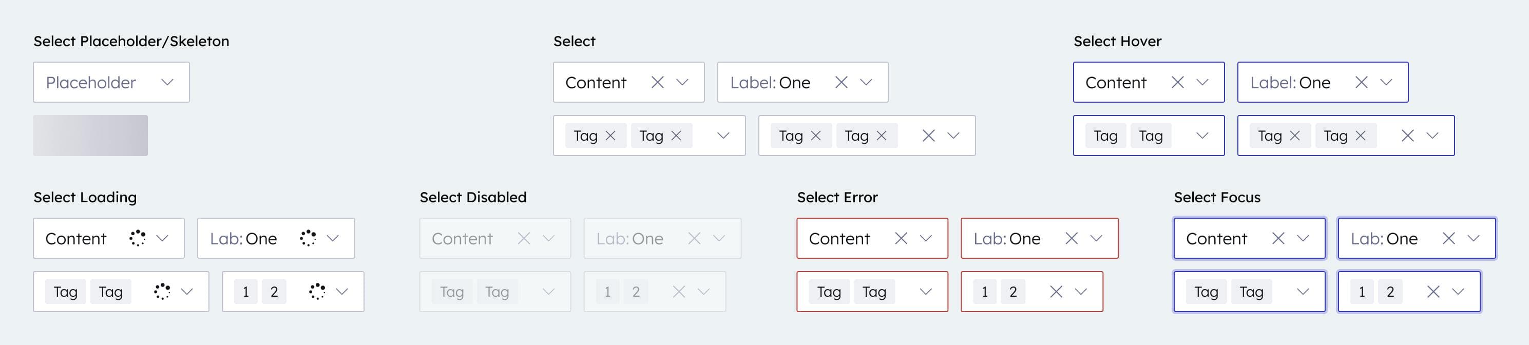 Examples of Select components